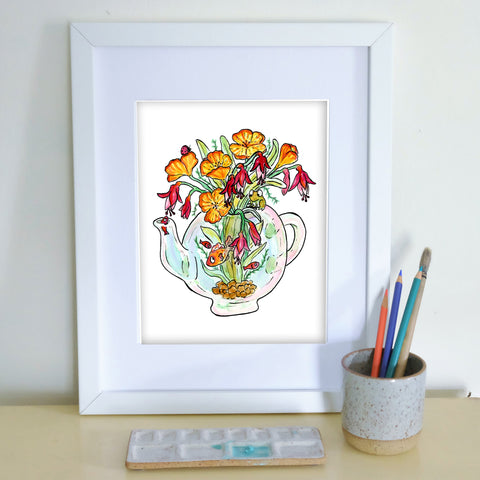 Teapot Garden 8x10 Art Print